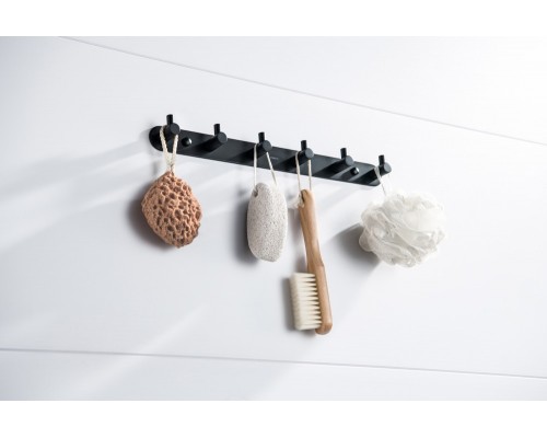 AQ4124MB ЕВРОПА планка с 6 крючками, матовый черный AQ4124MB