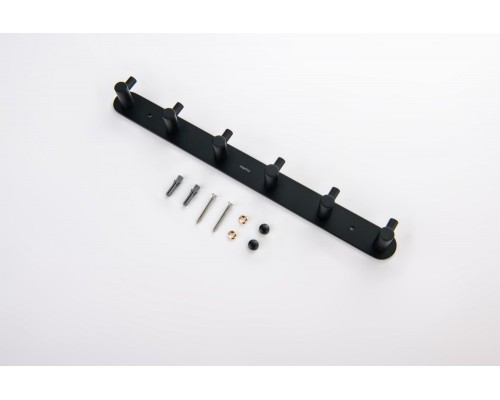 AQ4124MB ЕВРОПА планка с 6 крючками, матовый черный AQ4124MB