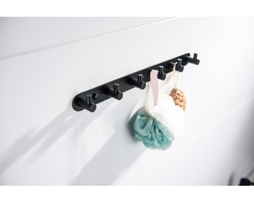 AQ4124MB ЕВРОПА планка с 6 крючками, матовый черный AQ4124MB