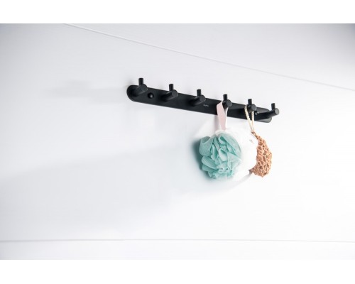 AQ4124MB ЕВРОПА планка с 6 крючками, матовый черный AQ4124MB