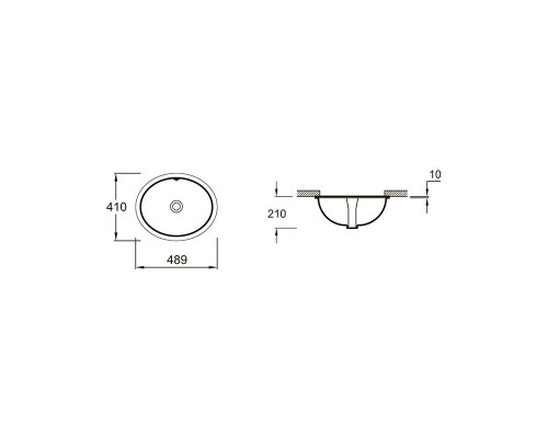 E2210-0 Caxton раковина встраиваемая снизу 49x41 cm, белая с отв перелива E2210-0