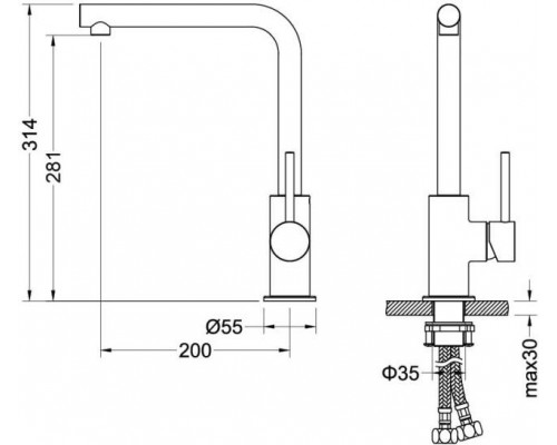 AQ1380MB ЕВРОПА смеситель для кухни, матовый черный AQ1380MB