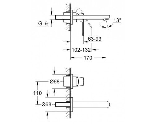19381000 Eurosmart Cosmopolitan Внешняя часть смесителя для раковины, хром 19381000