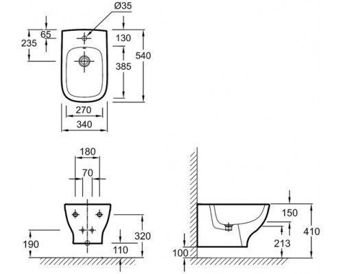 EMC0002-00 Struktura Биде подвесное 5434 с отв.для смесителя, белый EMC0002-00