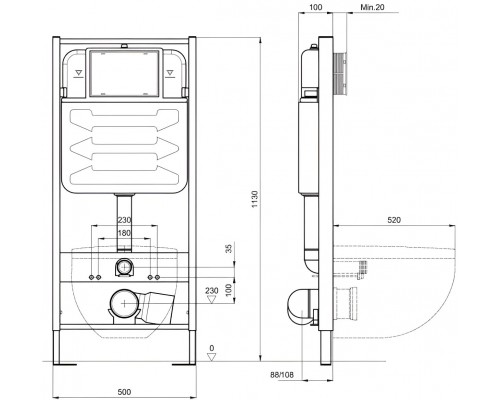 SET AQUATEK ЕВРОПА cm T (рама AQUATEK Standard INS-0000012(без клавиши и крепежа)+унитаз ЕВРОПА AQ1900T-00 с тонким сиденьем soft-close SET AQUATEK ЕВРОПА cm T
