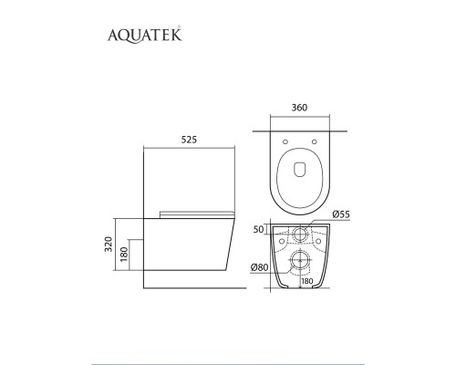 SET AQUATEK ВЕГА/17 (рама AQUATEK INS-0000017 (без клавиши и крепежа) +унитаз ВЕГА AQ1905-00+тонкое сиденье с механизмом sc) SET AQUATEK ВЕГА/17