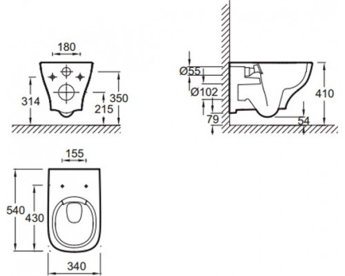 EDE103-BL Унитаз c инсталляцией Struktura, сиденье тонкое микролифт, панель для двойного смыва, матовый черный (E36495-NF+E36496-BL+EDE102-00+E28931 EDE103-BL
