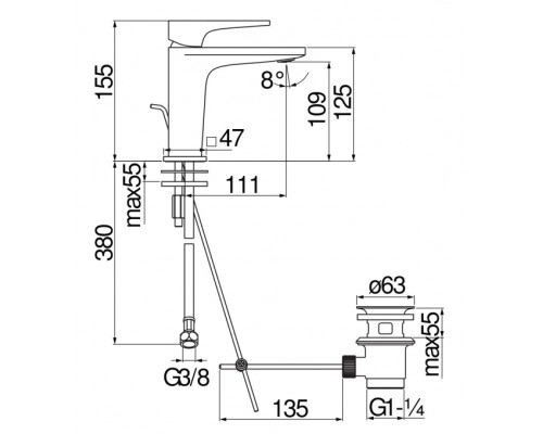 SE124118/1BM SEVEN смеситель для раковины, матовый черный SE124118/1BM