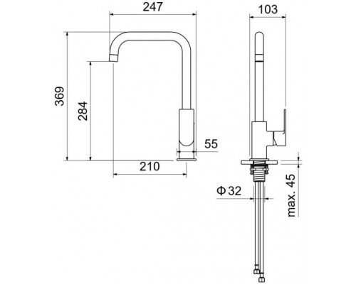 AQ1480MB ЛИРА смеситель для кухни, матовый черный AQ1480MB
