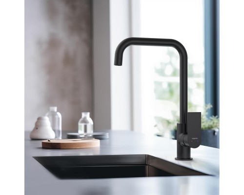 AQ1480MB ЛИРА смеситель для кухни, матовый черный AQ1480MB
