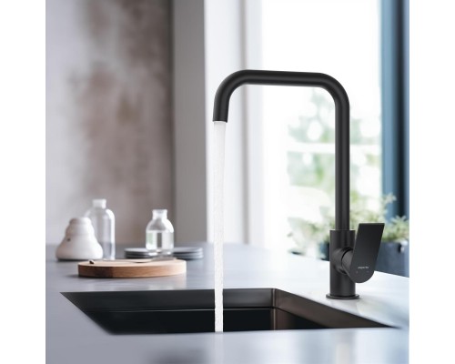 AQ1480MB ЛИРА смеситель для кухни, матовый черный AQ1480MB