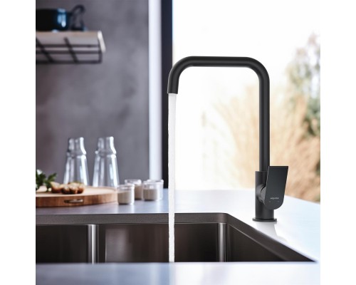 AQ1480MB ЛИРА смеситель для кухни, матовый черный AQ1480MB