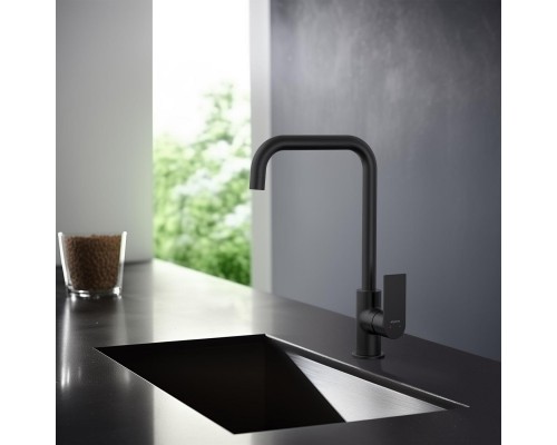 AQ1480MB ЛИРА смеситель для кухни, матовый черный AQ1480MB