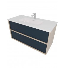 AQ66100-DO-MG Комплект мебели:Тумба 100 см ЛИБРА с раковиной AQ4100-00, 2 ящика push-to-open,цвет фасадов серый мат, корпус дуб давос AQ66100-DO-MG