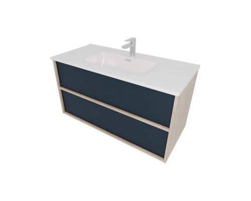 AQ66100-DO-MG Комплект мебели:Тумба 100 см ЛИБРА с раковиной AQ4100-00, 2 ящика push-to-open,цвет фасадов серый мат, корпус дуб давос AQ66100-DO-MG