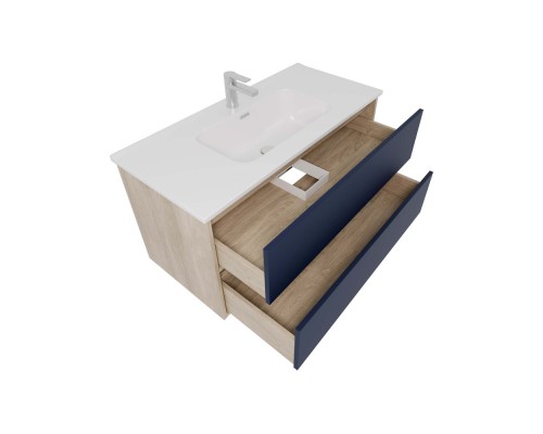 AQ66100-DO-MG Комплект мебели:Тумба 100 см ЛИБРА с раковиной AQ4100-00, 2 ящика push-to-open,цвет фасадов серый мат, корпус дуб давос AQ66100-DO-MG