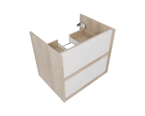AQ66060-DO-MW Комплект мебели:Тумба 60 см ЛИБРА с раковиной AQ0460-00, 2 ящика,цвет фасадов белый мат, корпус дуб давос AQ66060-DO-MW