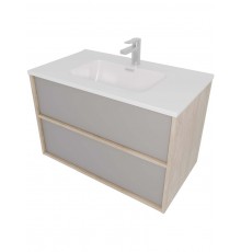 AQ66080-DO-LG Комплект мебели:Тумба 80 см ЛИБРА с раковиной AQ0480-00, 2 ящика,цвет фасадов серый туман, корпус дуб давос AQ66080-DO-LG