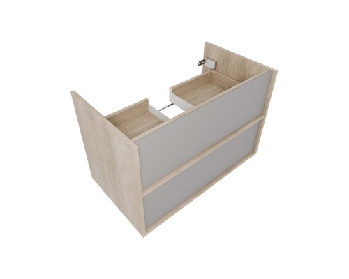 AQ66080-DO-LG Комплект мебели:Тумба 80 см ЛИБРА с раковиной AQ0480-00, 2 ящика,цвет фасадов серый туман, корпус дуб давос AQ66080-DO-LG