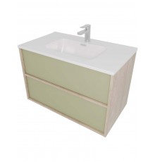 AQ66080-DO-GS Комплект мебели:Тумба 80 см ЛИБРА с раковиной AQ0480-00, 2 ящика,цвет фасадов шалфей зеленый, корпус дуб давос AQ66080-DO-GS