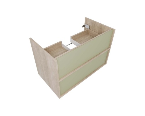 AQ66080-DO-GS Комплект мебели:Тумба 80 см ЛИБРА с раковиной AQ0480-00, 2 ящика,цвет фасадов шалфей зеленый, корпус дуб давос AQ66080-DO-GS