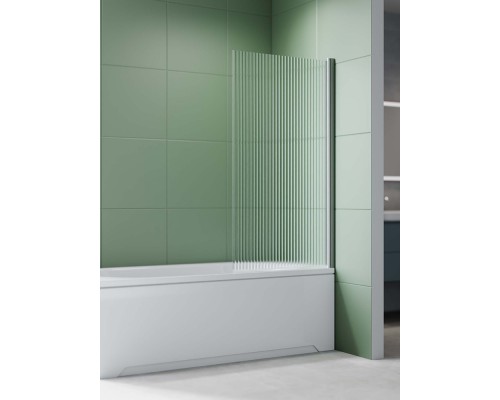 AQ.BS.080.2GM Шторка на ванну, одноэлементная, поворотная 800X1500 профиль оружейная сталь, стекло прозрачное рифленое 6мм AQ.BS.080.2GM