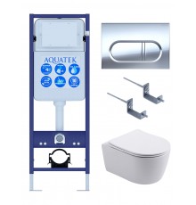 SET ЕВРОПА New-INS17-043 4в1(рама AQUATEK INS-0000017 +крепление KKI-0000002 +кнопка KDI-0000043 +унитаз AQ1106L-00 +тонкое сиденье с механиз) SET ЕВРОПА New-INS17-043 4в1