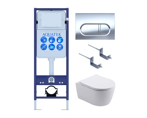 SET ЕВРОПА New-INS17-043 4в1(рама AQUATEK INS-0000017 +крепление KKI-0000002 +кнопка KDI-0000043 +унитаз AQ1106L-00 +тонкое сиденье с механиз) SET ЕВРОПА New-INS17-043 4в1