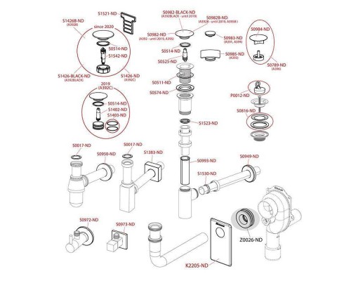 Сифон Alcaplast бутылочный 1"1/4 x 32 для раковины (латунь) квадратный хром