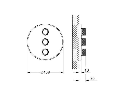 Комплект верхней монтажной части для вентиля GROHE Grohtherm SmartControl на три выхода, круглая розетка, холодный рассвет глянец (29122GL0)