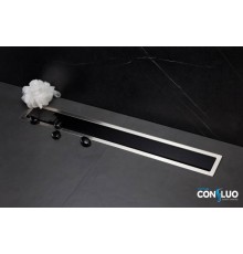 Душевой лоток, Pestan, Confluo Premium Line Black Glass, шдв 120-850-105, цвет-хром матовый/чёрное стекло глянец