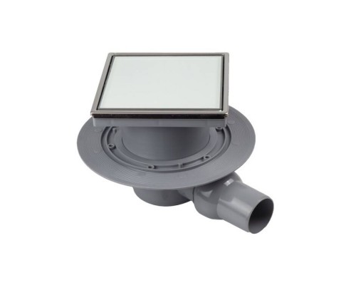 Трап, Pestan, Confluo Standard White Glass 1 , горизонтальный, DN-50, цвет решетки-белый, рамка-хром лянец