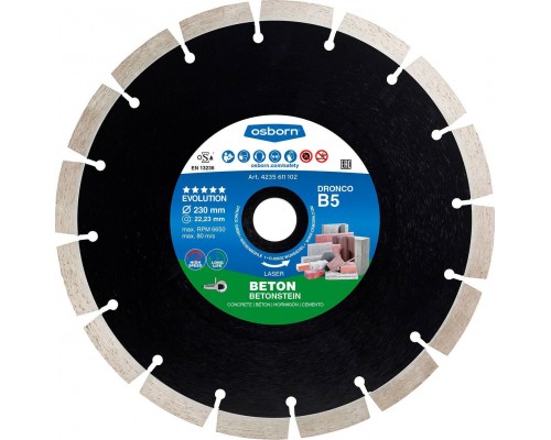 Алмазный сегментированный диск по бетону OSBORN Superior В5 230x2,4x22,23 (4235611)