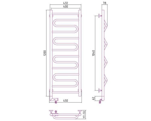 Сунержа Элегия 2.0 Полотенцесушитель электрический 40x120h, лев., цвет: без покрытия 00-5218-1240
