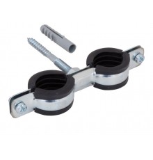 Хомут двойной, BIS Cobra, M8, 25-29 мм, с epdm винт-шуруп М8х80мм дюбель