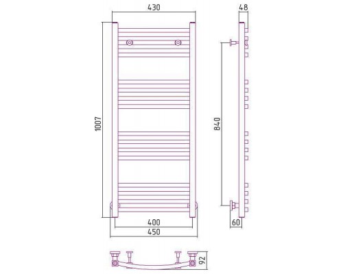 Сунержа Аркус Полотенцесушитель водяной 40x100h, цвет: без покрытия 00-0251-1040