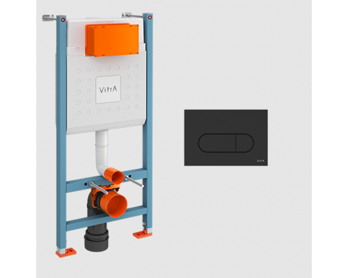 Инсталляция, Vitra, Core, для унитаза, шгв 480-80-1110, с клавишей Root R 740-2211 цвет-черный матовый