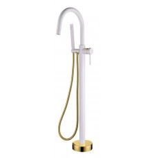 Boheme Uno Смеситель для ванны с душем напольный, цвет: белый/золото 469-WG