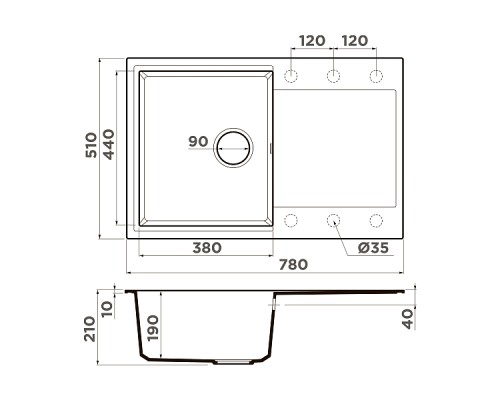 Omoikiri Daisen 78-PA Кухонная мойка Artgranit 78x51 см, цвет: пастила 4993323