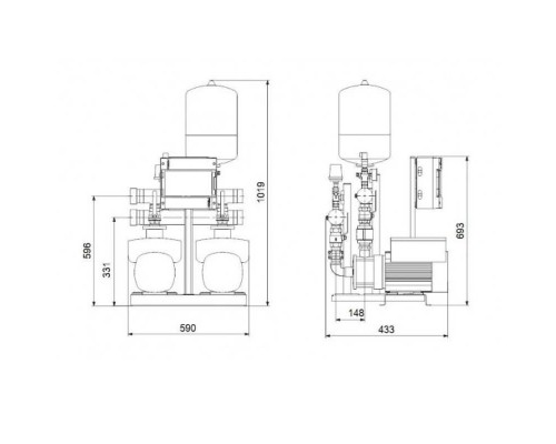 Установка для водоснабжения HYDRO Grundfos MULTI-E 2 CME3-05, 3x380В 6.5A 1,1 кВт Установка для водоснабжения HYDRO Grundfos MULTI-E 2 CME3-05, 3x380В 6.5A 1,1 кВт