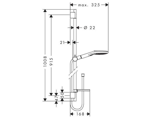 Душевой гарнитур HansGrohe 120 HG Raindance Select E 3jet со штангой 90 см и мыльницей белый/хром