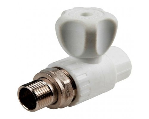 Кран шаровой PP-R бел Дн20х1/2" НР прям д/рад РосТурПласт 27853