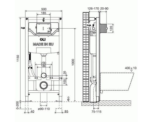 Модуль OLI 120 ECO 879236 для подвесного унитаза, с креплением