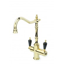 Boheme Kitchen Смеситель для кухни высокий с возм. подкл. фильтра, ручки Black Swarovski, цвет: gold 112-BSW