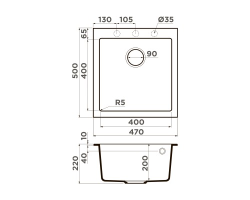Omoikiri Bosen 47A-WH Кухонная мойка Artceramic 47x50 см, цвет: белый 4993817