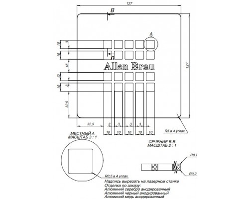 Allen Brau Priority Накладка для сифона 12,7x12,7 см, цвет: нержавеющая сталь 8.310N1-SS