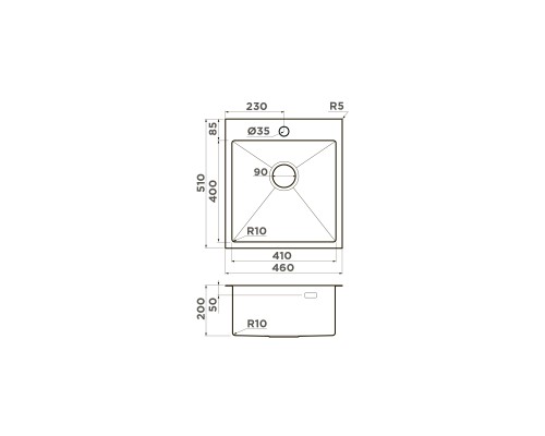 Omoikiri Akisame 46-GB Кухонная мойка нерж. сталь 46x51 см, цвет: графит 4997012