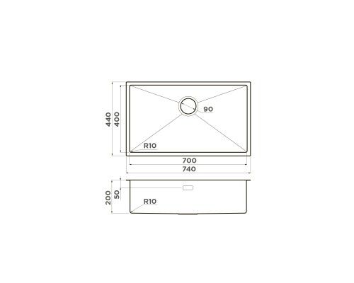 Omoikiri Taki 74-U/IF-GB Кухонная мойка нерж. сталь 74x44 см, цвет: графит 4997020