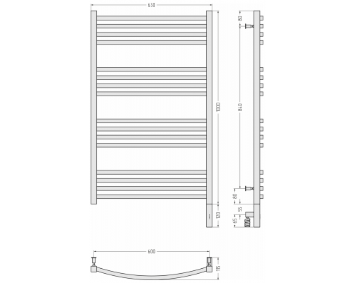 Сунержа Аркус 3.0 Полотенцесушитель электрический 63х112h см, правое, цвет: золотой шёлк матовый 32-5705-1060