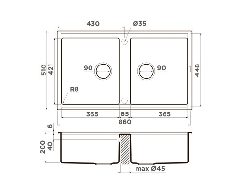 Omoikiri Kitagawa 86-2-GB Кухонная мойка Artceramic 86x51 см, цвет: графит 4993492 Omoikiri Kitagawa 86-2-GB Кухонная мойка Artceramic 86x51 см, цвет: графит 4993492